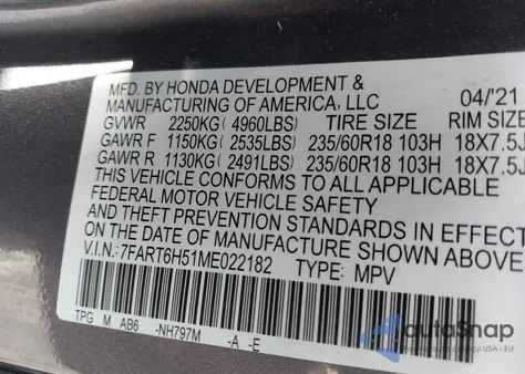 2021 Honda Cr-V Hybrid Ex z USA, uszkodzony, nr VIN 7FART6H51ME022182